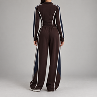 Ensemble de survêtement personnalisé OEM pour femme – Veste zippée à col montant et pantalon large – Tenue sport décontractée deux pièces – Marque privée