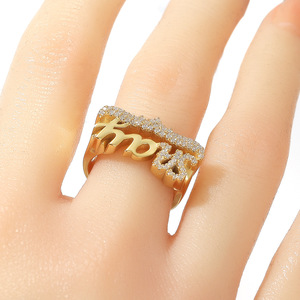 Cincin pria Hip hop, cincin nama kustom huruf 18k emas asli, hadiah ulang tahun untuk pria wanita - Product Image 3