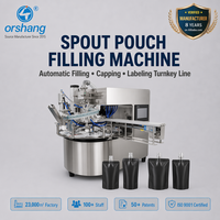 Machine de remplissage et de bouchage automatique de sachets à bec verseur Orshang, nouveau design, avec contrôle PLC, servomoteur, en acier inoxydable, pour huiles et boissons