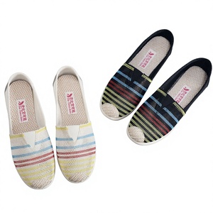Zapatos de tela estilo Pekín con puntera de malla transpirable y rayas, suela suave antideslizante, versátiles, cómodos, casuales, de tacón plano para mujer 2026 - Product Image 1