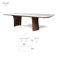 Offre Spéciale Meubles de maison Table à manger de luxe Designs Base en bois Marbre Cuisine Table ensemble 4 chaises