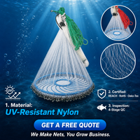 Épuisette professionnelle nouée à la main à forte densité de mailles, filet de pêche monofilament robuste à mailles de 3/8 pouce pour l'attraction des poissons en eau profonde