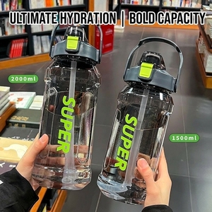 Bouteille d'eau sportive d'extérieur en PC de haute qualité avec paille, grande capacité, pour fitness, étudiants, camping estival - Product Image 4