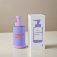 Bouteille en verre de lavage des mains de 350ml avec pompe à mousse fond rond boîte cadeau pliante personnalisée disponible bouteille à pompe colorée