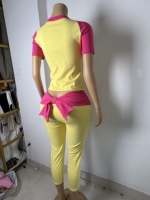 Ensemble 2 pièces d'été 2026 pour femme, couleur unie, logo personnalisable, design respirant, style mignon, nœud large, ensembles courts, OEM ODM