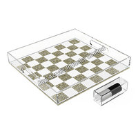 JAYI – plateau de rangement personnalisé en acrylique avec jeu d'échecs et de dames imprimé