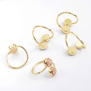 ZG0363 خاتم عصري مطلي بالذهب قابل للتعديل بحجر كريم خاتمين بحجر دروزي حلي للنساء - Product Image 3