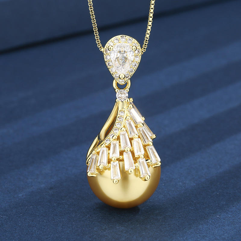 จี้ลูกปัดทองพร้อมโซ่