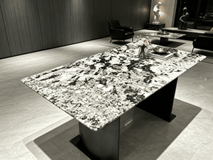 Table à manger rectangulaire moderne en quartzite bleu montagne naturel de luxe, table à manger en marbre de luxe pour villa, maison, hôtel - Product Image 3