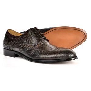 Chaussures habillées de luxe pour hommes, à lacets, bout pointu, en cuir véritable, semelle extérieure en caoutchouc, cousues à la main, idéales pour le bureau, les mariages et les soirées, collection Printemps - Product Image 5