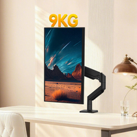 Support d'écran à bras à ressort à gaz en aluminium KHCOOHOO noir, réglage de précision OEM, 17-32 pouces, VESA 75/100, charge 9 kg, inclinaison 45°, en stock