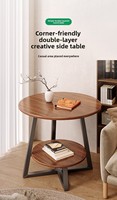 Table basse en bois moderne et minimaliste, 2 niveaux de rangement, mobilier de salon, marque RU, compacte pour salon