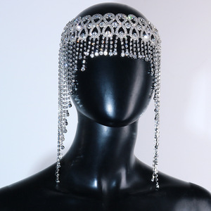 Diadema con Borlas de Cristales Brillantes, Cadena <span class=keywords><strong>para</strong></span> la Cabeza con Borlas de Cristal Plateado <span class=keywords><strong>para</strong></span> <span class=keywords><strong>Bodas</strong></span>, Bailes de Graduación, Concursos de Belleza y Fiestas - Product Image 4