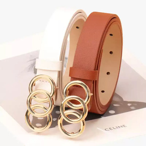 <span class=keywords><strong>Ceinture</strong></span> en PU pour <span class=keywords><strong>femme</strong></span>, style coréen, avec boucle à trois anneaux, tendance et élégante, pour toutes les tenues (manteaux, jeans) - Product Image 6