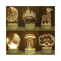 Acrylique USB LED veilleuse 3D télécommande lampe de bureau avec fonction tactile pour chambre livraison directe idée cadeau de vacances