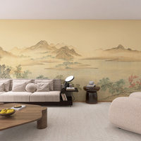 Papier peint mural 3D personnalisé, papier peint vintage chinois de montagne et de rivière peint à la main pour la décoration intérieure de la maison