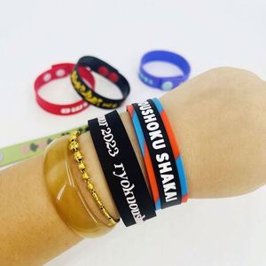 Factory Wholesale Custom logo Embossed Relief PVC <b>Bracelet</b> with <b>Adjustable</b> Size PVC Wristband Strap and Plastic Button - Product Image 6