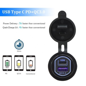 <strong>12V</strong> 100W USB C Outlet PD3.0 Port and Quick Charge 3.0 <strong>Car</strong> USB Charger <strong>Socket</strong> <strong>Socket</strong> for <strong>Car</strong> Marine Boat - Product Image 4