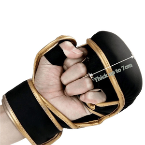 قفازات ملاكمة احترافية، قفازات تدريب للساندا وأكياس اللكم، قفازات نصف إصبع للتدريب 8 أونصات من الجلد الصناعي مع إغلاق برباط - Product Image 2