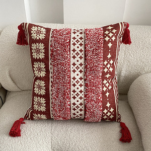 Fodera per cuscino quadrata ricamata artigianalmente vintage, stile boho etnico, con nappe, per divano, camera da letto, soggiorno 18x18 - Product Image 5