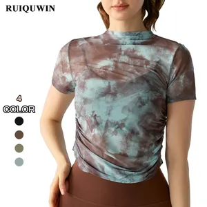 RUIQUWIN Custom Printed Yoga Wear Exercise Breathable Tank Gym T-shirt Girls Athletic Apparel Running Wear Women Sport Tops