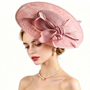 Chapeau élégant en sinamay <span class=keywords><strong>rose</strong></span> clair, parfait pour le Royal Ascot, le Kentucky Derby et les occasions formelles - Product Image 1