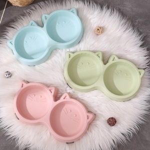 ชามอาหารสัตว์เลี้ยงพลาสติกแบบสองช่อง ยี่ห้อ Harry Yaya รุ่น Cat Face สำหรับแมวและสุนัข ทำความสะอาดง่าย ชามใส่อาหารและน้ำ - Product Image 4