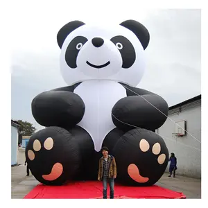 Panda inflable gigante de 20 pies de alto, dibujos animados para Feria, publicidad