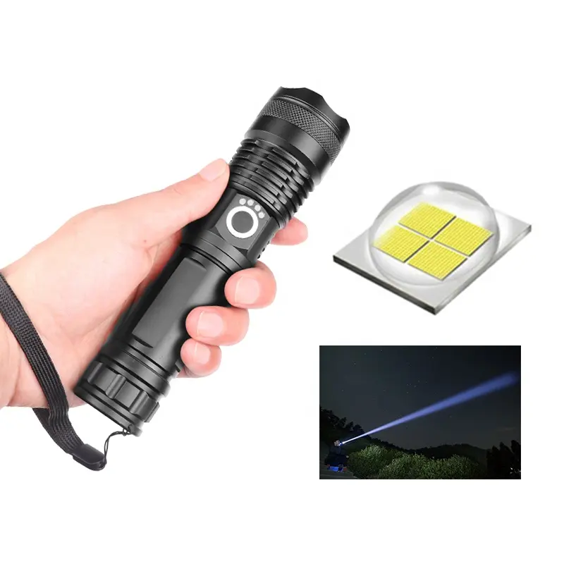 1500 lumen XHP50 torcia da campeggio impermeabile Zoomable torcia a lunga distanza luminosa ricaricabile USB potente torcia a LED tattica