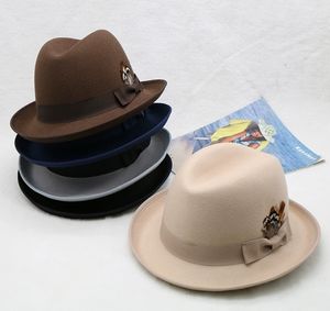 W382 Party Trilby Directeur Homburg Chapeau Haute Qualité Nouvelle Mode Personnalisé Homme Femme Laine Fedora Feutre Chapeau Haut de forme - Product Image 1