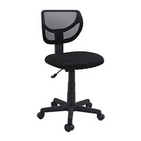 Chaise de bureau ergonomique en maille à dossier bas pour la maison et le bureau, avec hauteur réglable et roulettes pivotantes - Noir