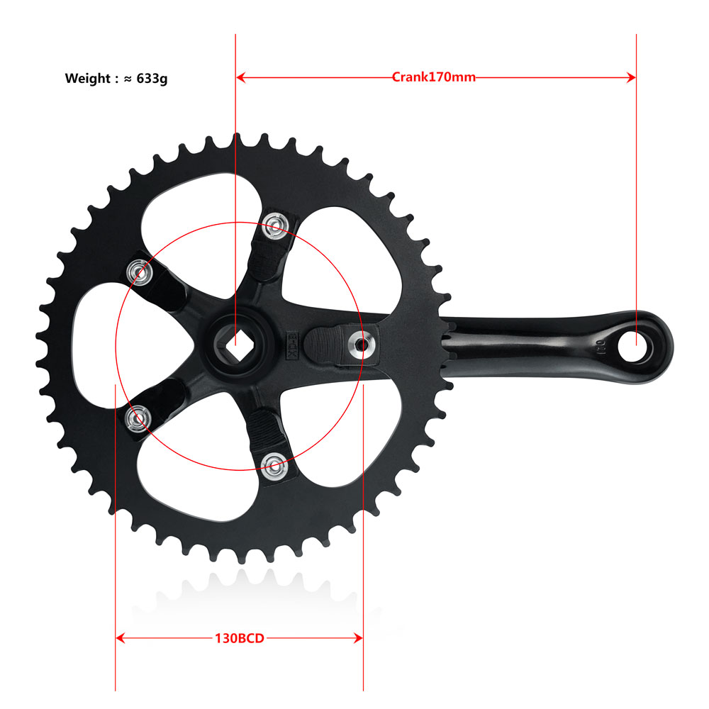 MAGICBROS 130BCD 170MM Fixed Gear Crankset with 46T Chainring