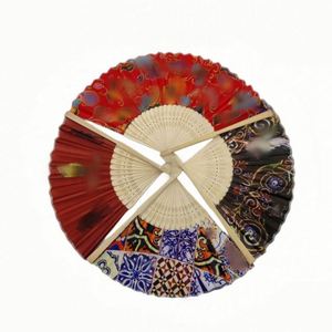 Abanico de Bambú Personalizado de 21 cm, Estilo Arte Folclórico, Abanicos de Mano Vintage con Cubierta de Tela, Flores Pintadas, Regalo Empresarial - Product Image 3