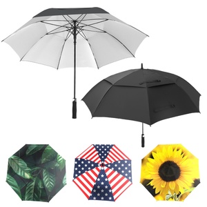 Custom Logo Printed Pongee Straight Pattern Golf <b>Umbrellas</b> Wholesale Bulk Windproof Rain Protection Promotion Gift - Product Image 1