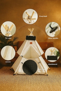 Nouveau design Tente <span class=keywords><strong>tipi</strong></span> en <span class=keywords><strong>toile</strong></span> pour animaux <span class=keywords><strong>de</strong></span> compagnie <span class=keywords><strong>lit</strong></span> d'intérieur pour chien ou chat avec coussin - Product Image 5