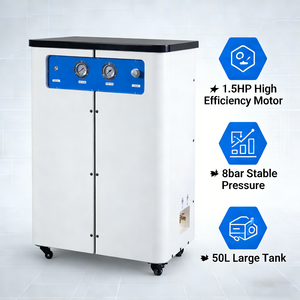 <span class=keywords><strong>Compresseur</strong></span> d'air portable 2HP refroidi par air 220V sans huile avec réservoir de <span class=keywords><strong>50L</strong></span> et boîte silencieuse pour utilisation en fauteuil dentaire - Product Image 6