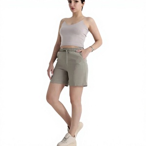 Ever Glow Lightweight Breathable Fur Trim <b>Bow</b> Flowers Tassel Women's Shorts Elastic Waistband Side-seam Pockets Eco-Friendly - Product Image 1