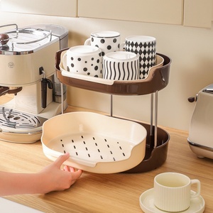 Storage Rack Single/Double-layer <b>Teacup</b> Holder Tea Set Organizer Tray Household Tabletop Water Cup Holder Cosmetics Storage Rack - Product Image 2