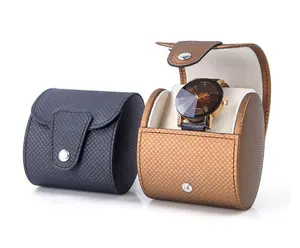 Unique Black PU Leather OEM Watch Box Packaging Leather Portable Ladies Smart Watch Travel Roll