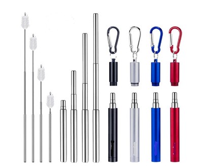 silver telescopic straw set
