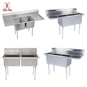 Set Lavello Industriale a Doppia Vasca in Acciaio Inox Personalizzabile di Alta Qualità con Rubinetto per Ristoranti e Cucine Industriali a 2 Scomparti - Product Image 1