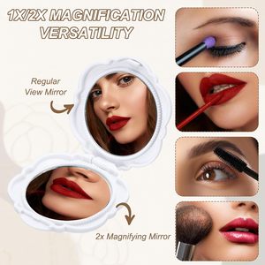 Mini miroir de maquillage - Miroir double face pour retouches - Miroir portable pliable pour les voyages - Product Image 3
