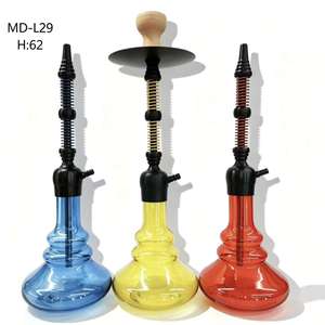 Medium Size Single Hose <b>Hookah</b> Clear Glass Water <b>Pipe</b> Aluminum Alloy Body Portable Shisha Set for Travel Bar - Product Image 1