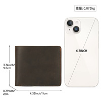 Dompet pendek kulit kuda gila, Cross-Border buatan tangan pria desain sederhana