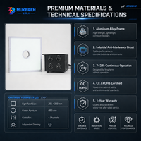 Éclairage LED de vision industrielle à haute puissance, avec trou d'ouverture de 200 mm x 200 mm, indice de protection IP54, lumière du jour 6000K, dimmable