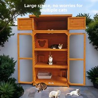 Maison pour chat en bois massif, moderne et minimaliste, pour extérieur, résistante à la pluie et au soleil, ventilée, isolée, avec rangement intégré