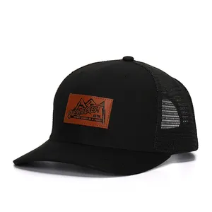 Yupoong — chapeau en maille avec logo personnalisé, vintage classique, vintage, de haute qualité, pour camionneur, patch en cuir de pays oem