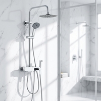 Ensemble colonne de douche thermostatique à poignée unique en acier inoxydable chromé, design européen, avec pommeau de douche pluie TM-1005