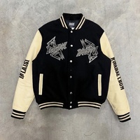 Chaquetas Varsity con Parches Bordados Estampados para Hombre, Chaqueta de Béisbol con Logotipo Personalizado, Chaqueta Vintage con Ribetes