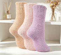 Chaussettes en microfibre antidérapantes chaudes, design tube confortable, chaussettes moelleuses bicolores pour dormir à la maison